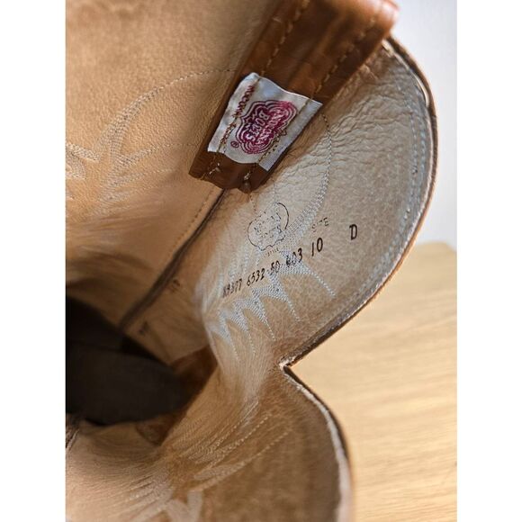 Vintage 70s Nocona Cowboy Boots Cognac Brown Leather Western Stitching Mens 10 D main image 5